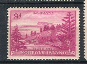 NORFOLK ISLAND; 1947 early Ball Bay issue fine Mint hinged Shade of 9d. value