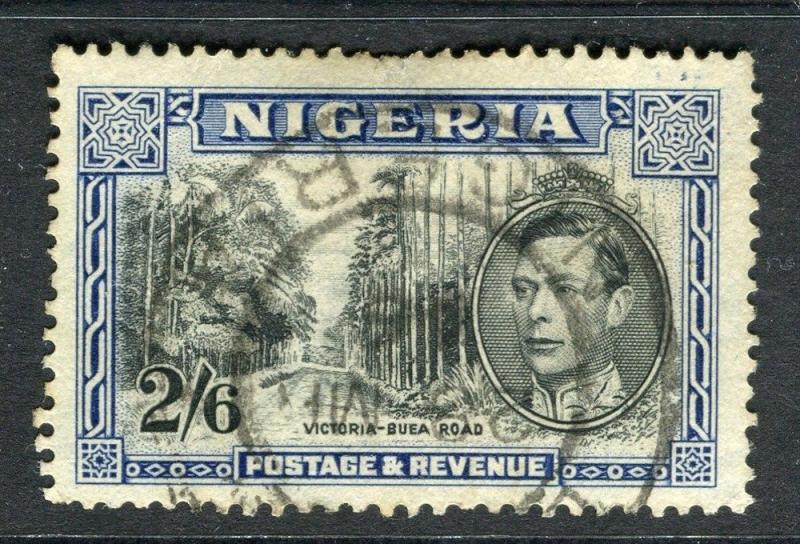 NIGERIA;  1938 early GVI issue fine used 2s. 6d. value