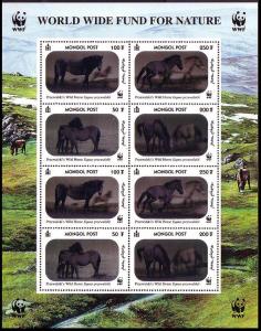 Mongolia WWF Przewalski's Horse Hologram stamps Sheetlet of 2 sets SG#2857/60