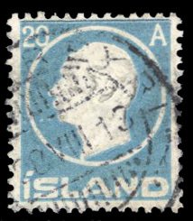 Iceland #94 Cat$18, 1912 20a pale blue, used