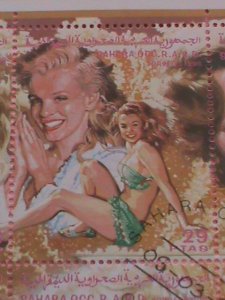 SAHARA STAMP-1996- MARILYN MONROE PAINTING -CTO -MNH STAMP SHEET -RARE