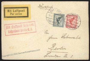 Germany 1927 Airmail Hannover Berlin Airmail Cover USED 110166