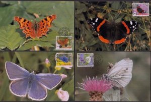 ISLE of MAN #1426-33 BUTTERFLIES MAXICARD SET of 8 DIFFERENT