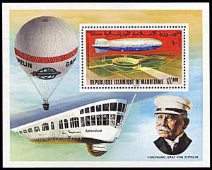 Mauritania C169, MNH, 75th Anniversary of Zeppelin Airship souvenir sheet