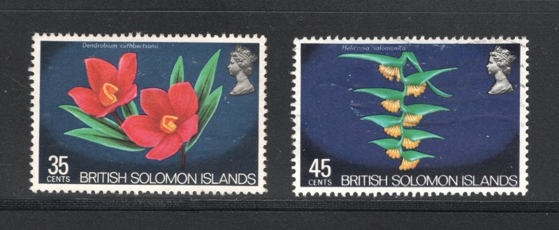 Solomon Islands, Scott #243-244   VF, Used, Flowers, CV $5.00 .... 5780114