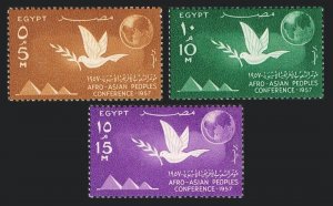 Egypt 410-412,MNH.Michel 522-524. Afro-Asian People Conference,Cairo,1957.Dove,