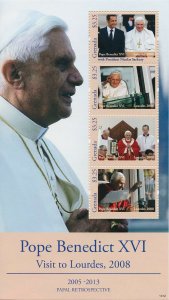 Grenada 2013 MNH Pope Benedicxt XVI Stamps Papal Retrospective Lourdes 4v M/S I 