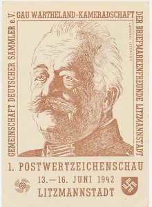 Postal stationery Germany 1942 Karl Litzmann - WWI - Litzmannstadt - Stamp Exhib