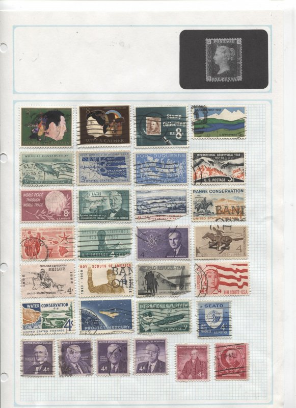 STAMP STATION PERTH- USA #160 Used Stamps on Pages - Unchecked