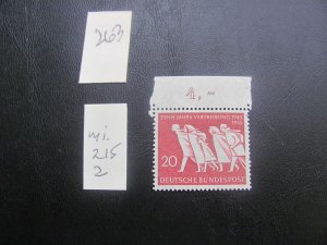 GERMANY 1955 MNH MI. 214  MARGIN SET XF (263) ALL MARGIN #s OR CM