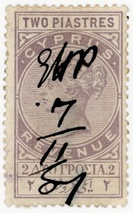(I.B) Cyprus Revenue : Duty Stamp 2pi (1883)