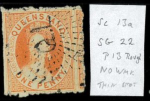 aa5625e  - Australia QUEENSLAND - STAMP - SG # 22  No Watermark  - USED
