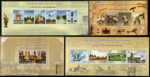 India 2019 Indians in 1st World War Battle Field Memorials Military Set 4 M/s MN