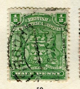 RHODESIA; 1898 early classic Springbok issue used 1/2d. value,