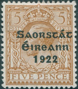 Ireland 1922 5d yellow-brown SG59 unused