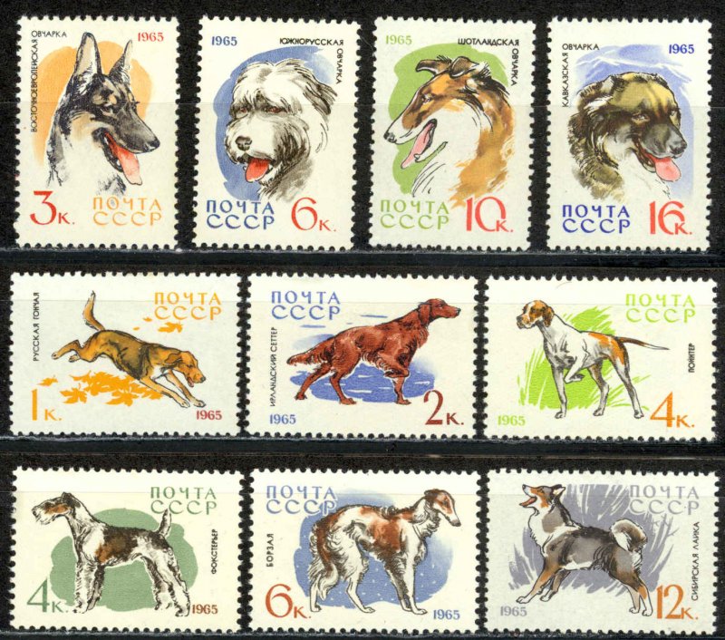 Russia Sc# 3000-3009 MH 1965 Dogs