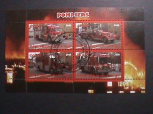 ​CONGO-2009- WORLD FAMOUS POMPIERS FIRE ENGINES-CTO S/S  WE SHIP TO WORLD WIDE