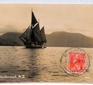 NEW ZEALAND Postcard *Pelorous Sound* SAILING Real Photo 1929 SHIPS BOATS PJ67