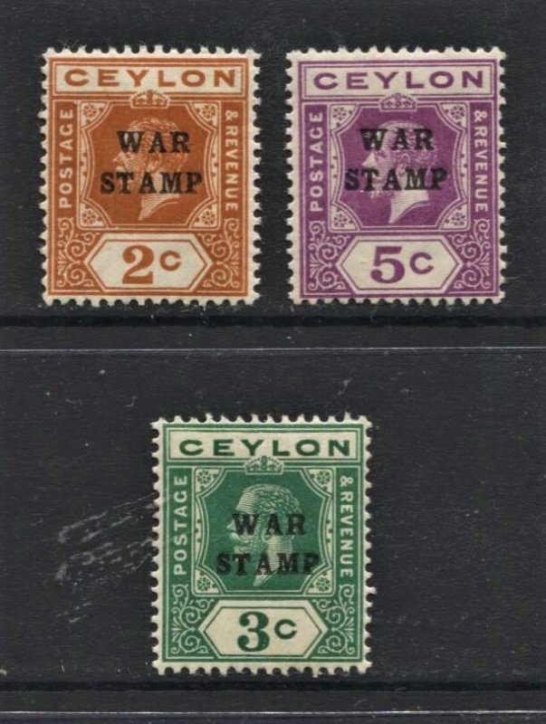 STAMP STATION PERTH Ceylon #MR1-MR3 War Stamps MNH CV$16.00