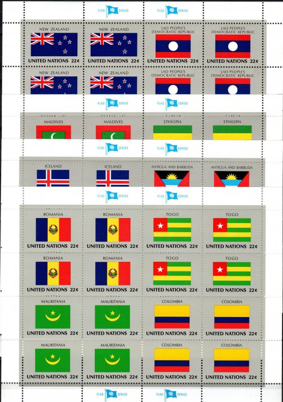 United Nations #477-92 MNH Flag Sheets CV $19.20 (X2295L)