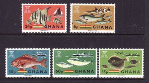 Ghana-Sc #251-5-unused hinged set-Fish-1966-