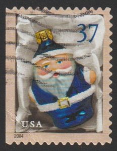 SC# 3885 - (37c) - Santa Ornament 11.25x11 - blue - Used Off Paper