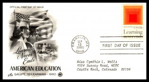 US 1833 Education PCS Artcraft Variety Typed FDC