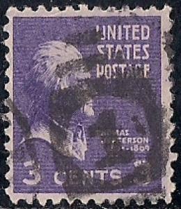 807 3 cent SUPERB FANCY Thomas Jefferson Stamp used VF