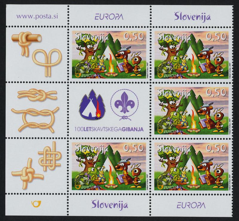 Slovenia 713 Block with label MNH Scouts, Animals, cartoons, Turtle