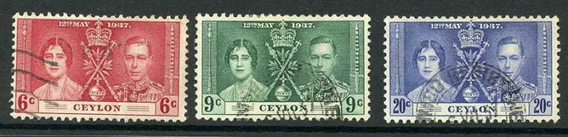 Ceylon SG383/5 1937 Coronation set used cat 8.50