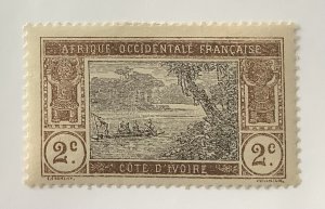 Ivory Coast, Afrique occidentale Française, 1913 Scott 43 MH - 2c, Ebrié Lagune