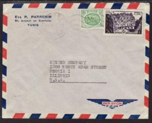 Tunisia to Peoria IL 1965 Airmail Cover 