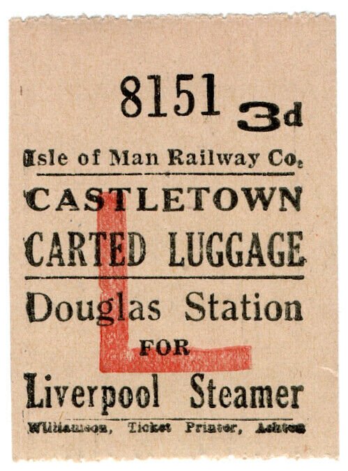 (I.B) Isle of Man Railway : Carted Luggage 3d (Liverpool Steamer)