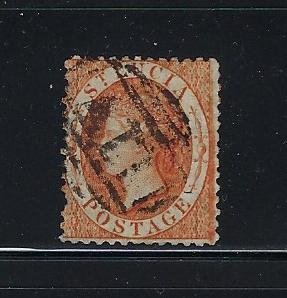 ST. LUCIA SCOTT #10- 1864 WMK 1 PERF 12 1/2- 10P (ORNG) USED