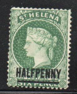 St Helena Sc 34 1884 1/2d on 6d green Victoria stamp mint