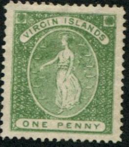 Virgin Islands SC#9 (SG#22b) St Ursula, perf 11 Light cancel