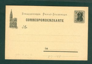 Strassburg.1887 Local, Private Post.Card  2Pf /3Pf. Overpint. Coats, Arms.Unused