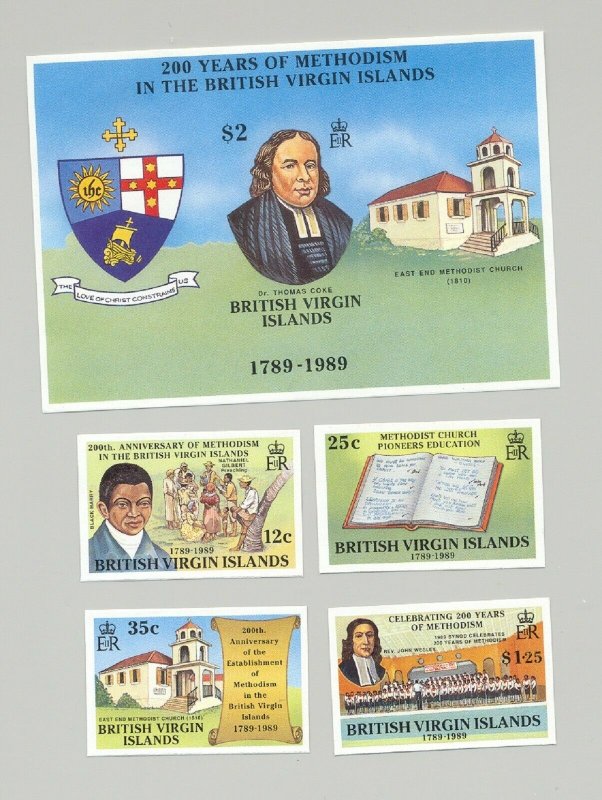 Virgin Islands #646-650 Methodist Church, Coat of Arms 4v & 1v S/S Imperf Proofs