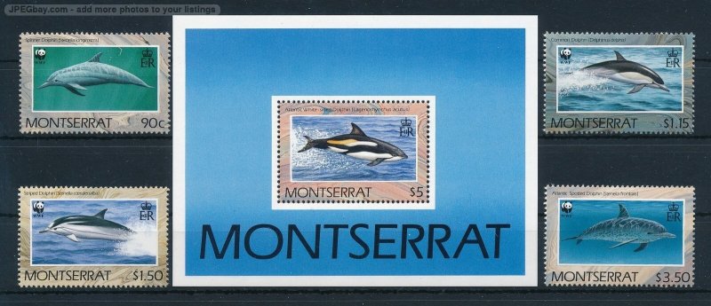 [121642] Montserrat 1990 Marine life dolphins WWF Set incl. sheet MNH