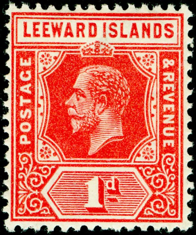 LEEWARD ISLANDS SG83, 1d bright scarlett, LH MINT. Cat £45. WMK SCRIPT. DIE 1 