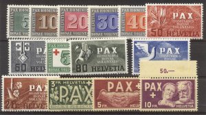 SWITZERLAND #293-305 Mint NH - 1945 PAX Set