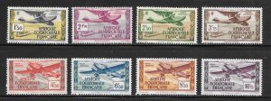 French Equatorial Africa Scott C1-C8 Unused HOG - 1937 Hydroplane/Trimotor Issue