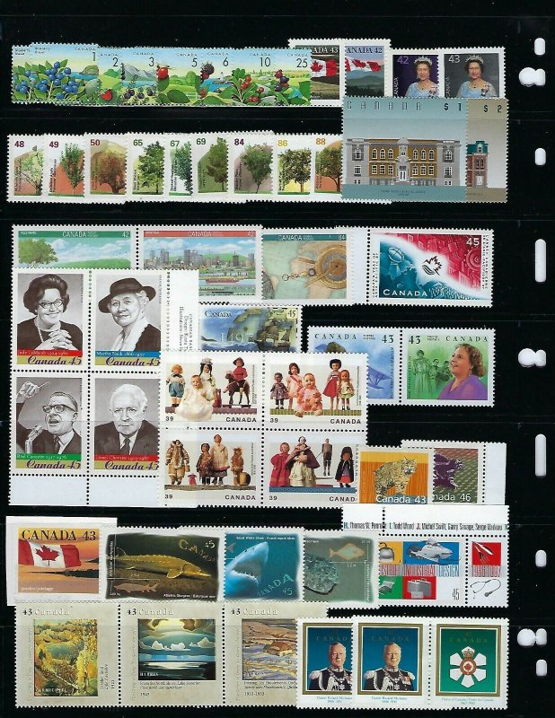 CANADA POSTAGE 1934-1997 SCOTT #210-1630- 1,200+ STAMPS 95% NH- $250 CANADIAN 