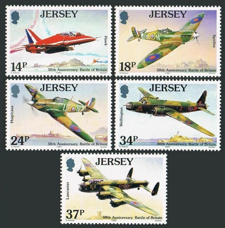 Jersey 544-548,MNH.Michel 524-528. Battle of Britain-50th Ann.1990.Air force.