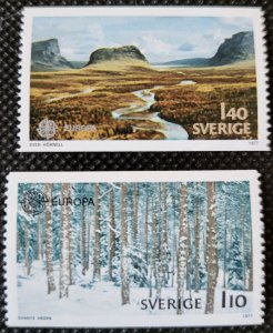 Sweden, 1977, set of 2, Europa, #1210-11, Forest & Valley, MNH, SCV$2.20