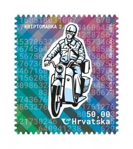 CROATIA CRYPTO STAMP 2 TRANSFER OF POSTAL HISTORY MOPED, 2020