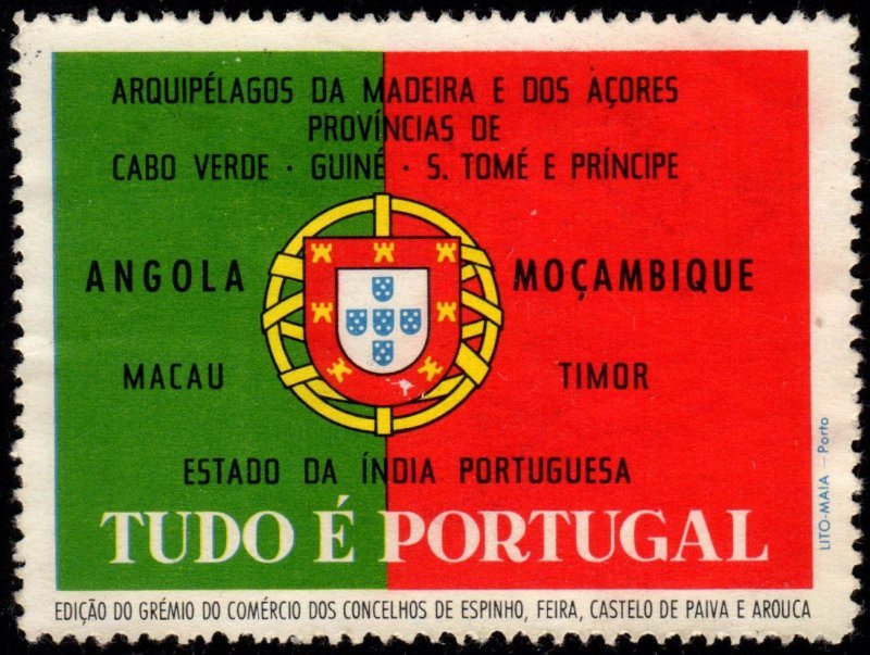 Portugal - Propaganda Label with Flag and Coat of Arms