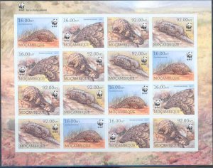 MOZAMBIQUE WWF WORLD WILDLIFE FUND GROUND PANGOLIN SHEET OF 16 IMPERF