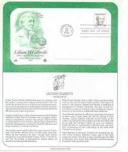 1984 Lillian Gilbreth, First Lady of Engineering STEM Sc 1868 FDC info page PCS