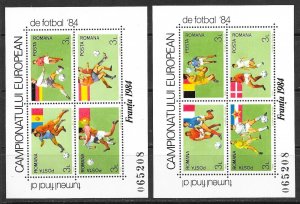 ROMANIA Sc 3201A-B NH 2 MINISHEETS OF 1984 - SOCCER CUP